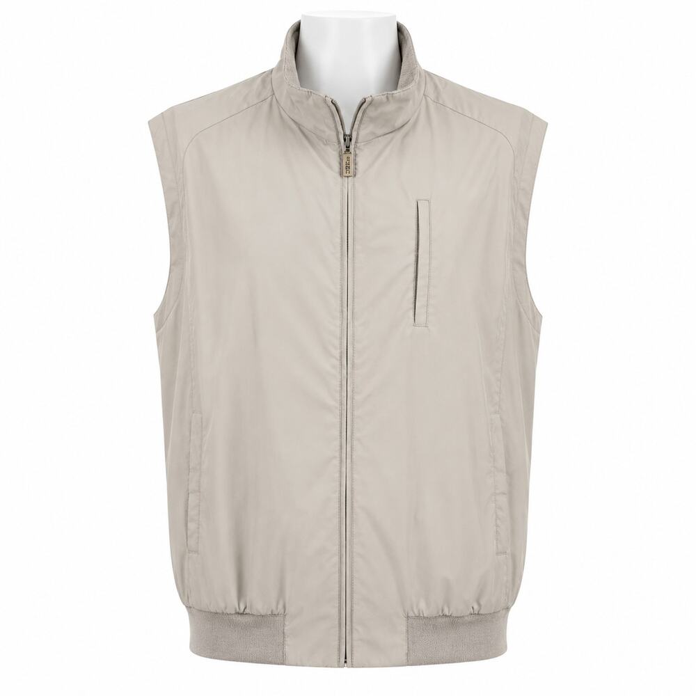 IZOD XFG Golf Vest Full Zip Windbreaker Beige Lightweight Mesh Lined Mens XL